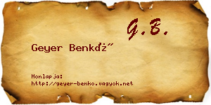 Geyer Benkő névjegykártya